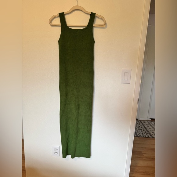 NEW Torn Ronny Kobo Gigi Dress Ribbed Knit Stretch Midi Small Moss Green NWT - Picture 5 of 9